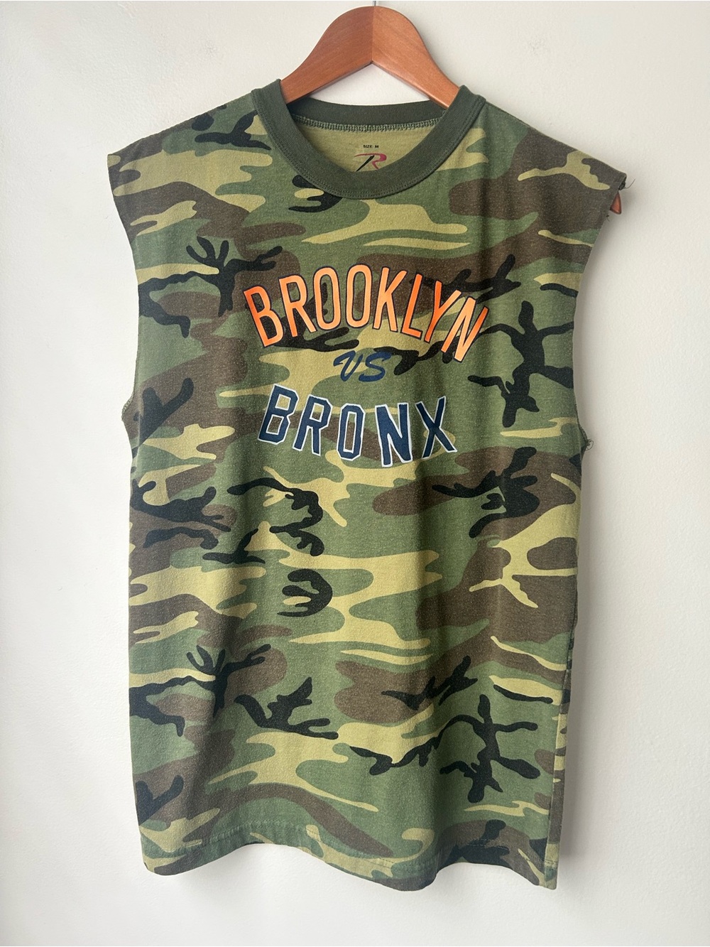 Rothco Men's Camo Tank with Orange and Blue 'Brooklyn vs Bronx' Graphic